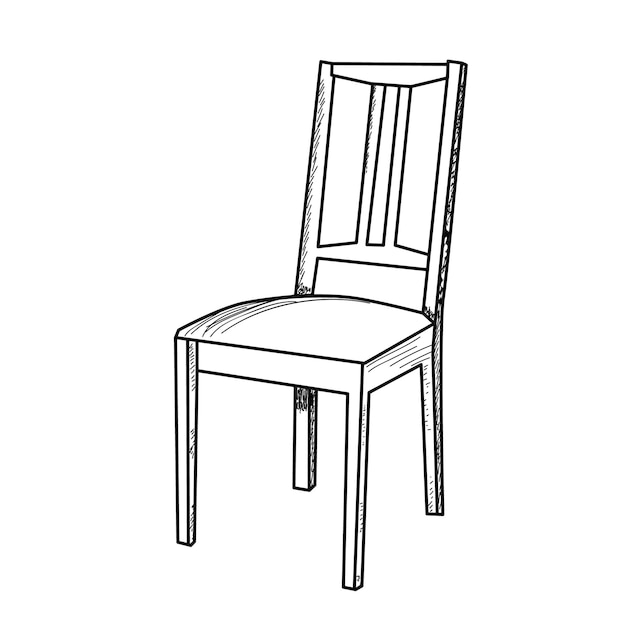 Vector isolated sketch of chair wooden