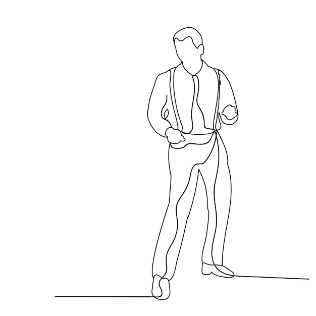 Vector isolated sketch male dancing simple lines