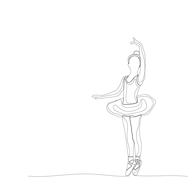 Vector isolated sketch with lines dancing girl ballet