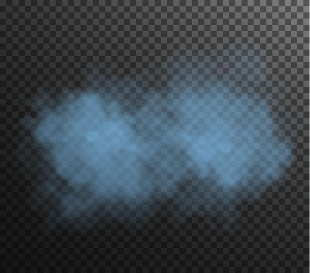 Vector isolated smoke png blue smoke texture on a transparent black background