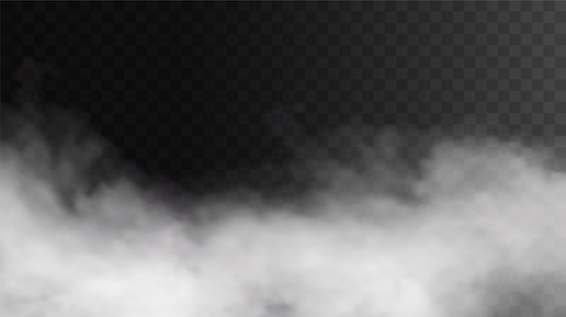 Vector isolated smoke PNG White smoke texture on a transparent black background