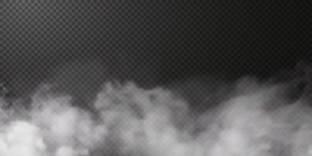 Vector isolated smoke PNG White smoke texture on a transparent black background