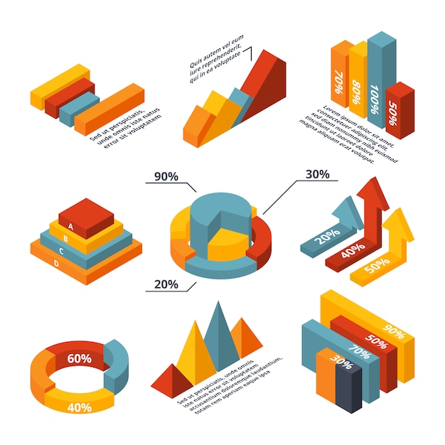 Vector isometric diagrams for business infographic