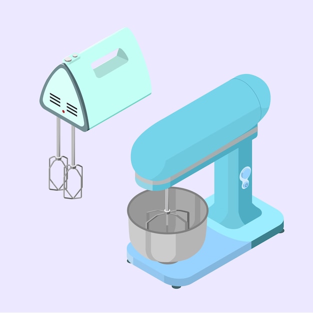 vector isometric illustration of 2 different mixer types