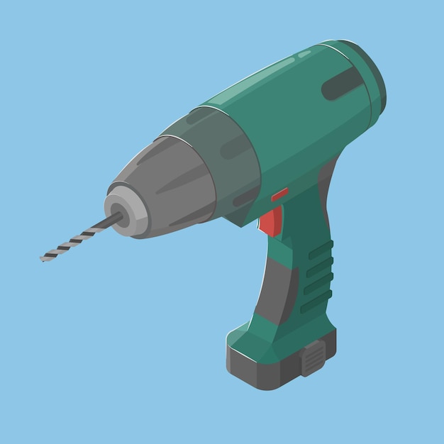 vector isometric illustration of green electric drill