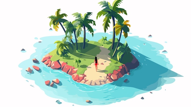 Vector vector isometric illustration of tropical island