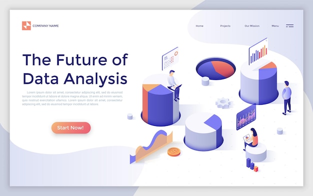 Vector Isometric Landing Page Template