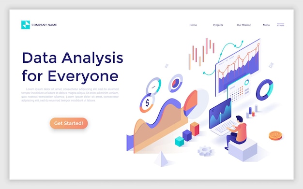 Vector Isometric Landing Page Template