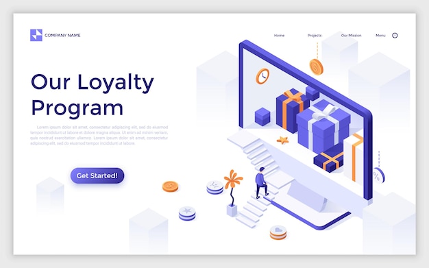 Vector Isometric Landing Page Template