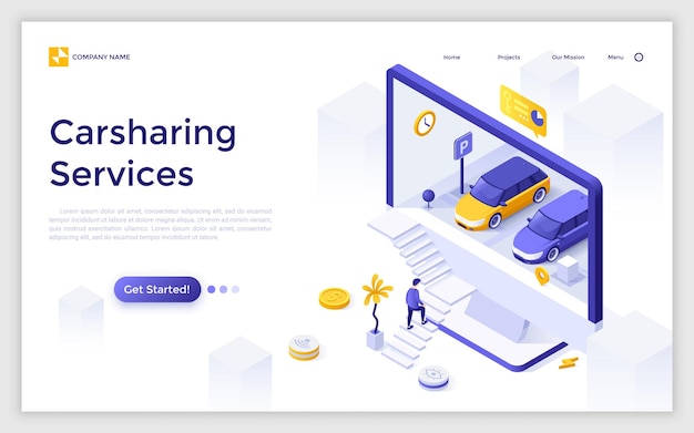 Vector Isometric Landing Page Template