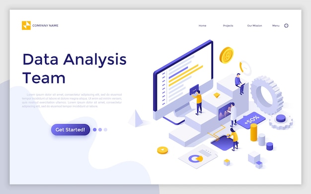 Vector Isometric Landing Page Template