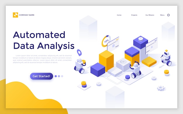 Vector Isometric Landing Page Template