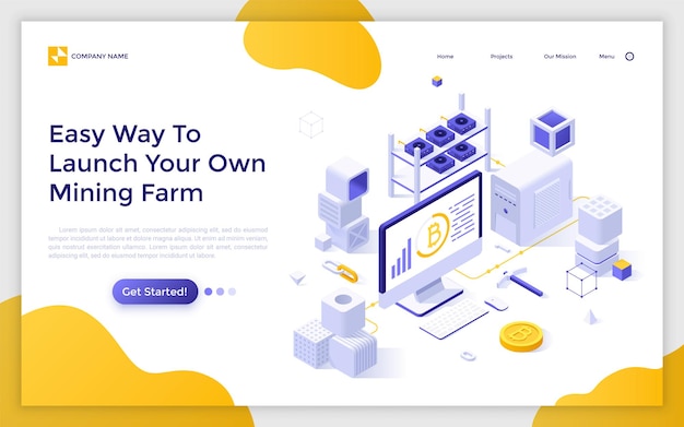 Vector Isometric Landing Page Template