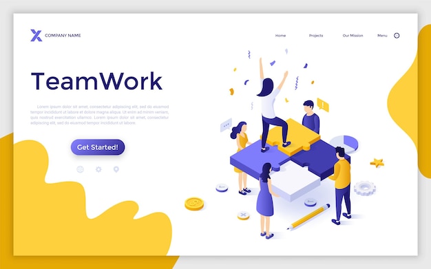 Vector Isometric Landing Page Template