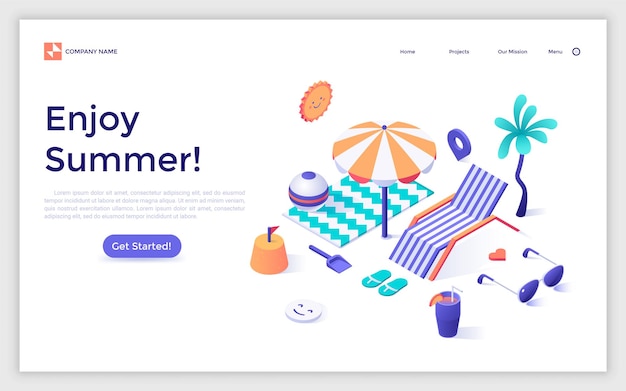 Vector Isometric Landing Page Template