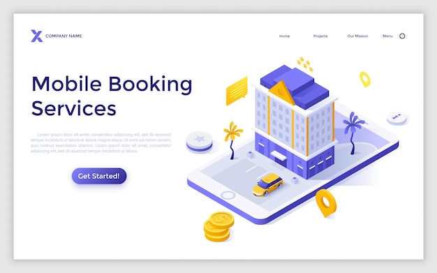 Vector Isometric Landing Page Template