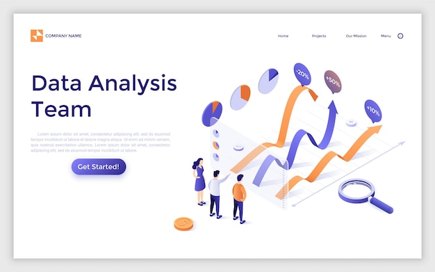 Vector Isometric Landing Page Template