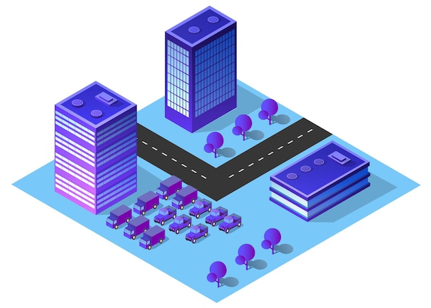 Vector isometric urban architecture single building of the modern city