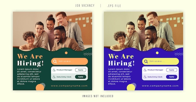 Vector vector job vacancy promotion banner social media template post instagram hiring content