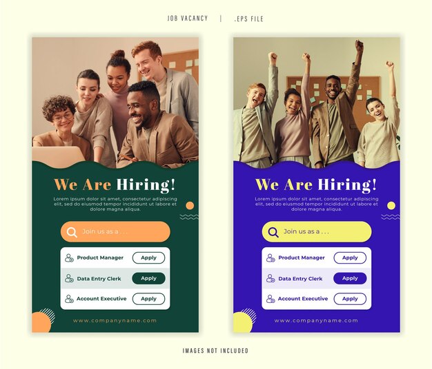 Vector vector job vacancy promotion banner social media template post instagram hiring content