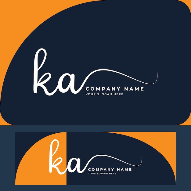 Vector ka initial letter handwriting and signature logo