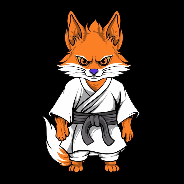 vector karate fox japanese tshirt design