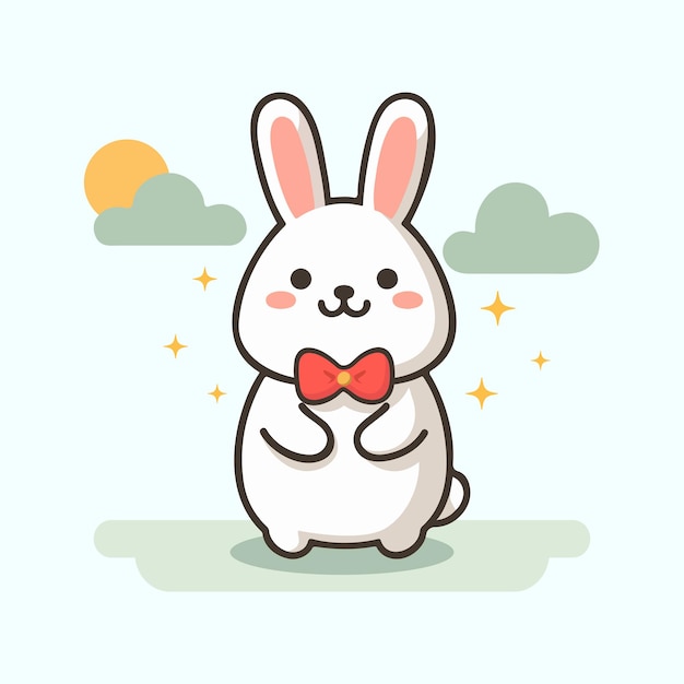 Vector kawaii bunny cartoon vector illustration in flat style