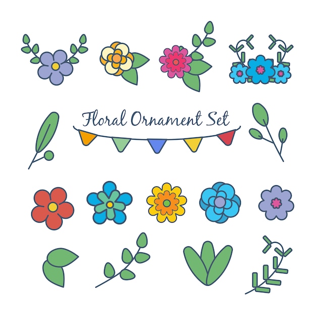 Vector of kawaii cute spring flower cartoon set 