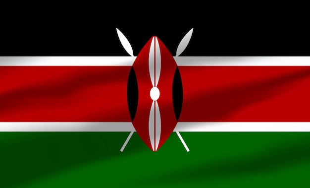 Vector Kenya Flag Waving Realistic Flowing Flags