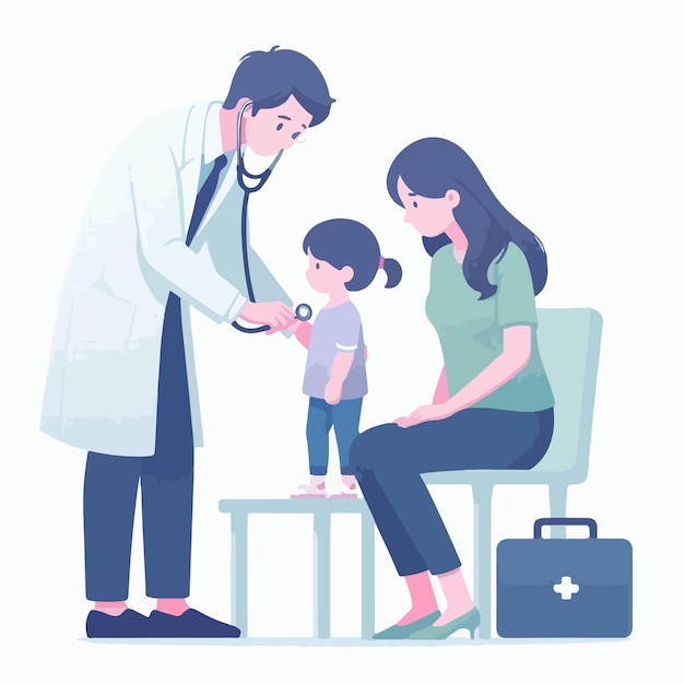 vector kid being examined by a doctor