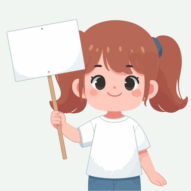 Vector of a kid holding a blank flag