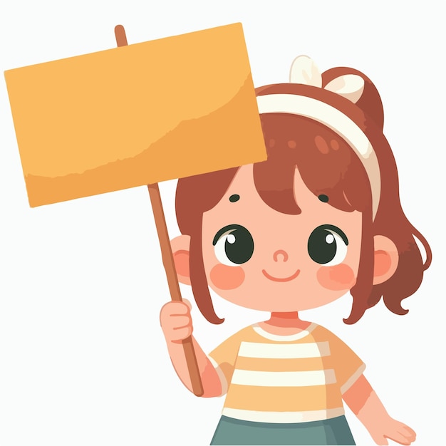 Vector of a kid holding a yellow flag