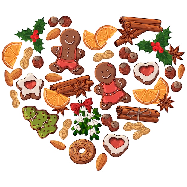 Vector kinds of Christmas symbols and sweets.