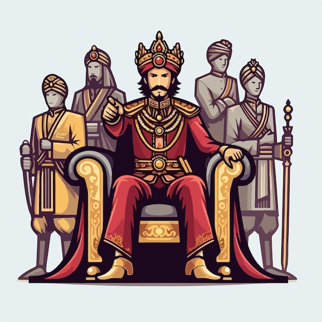 vector king with a simple flat design style and white background