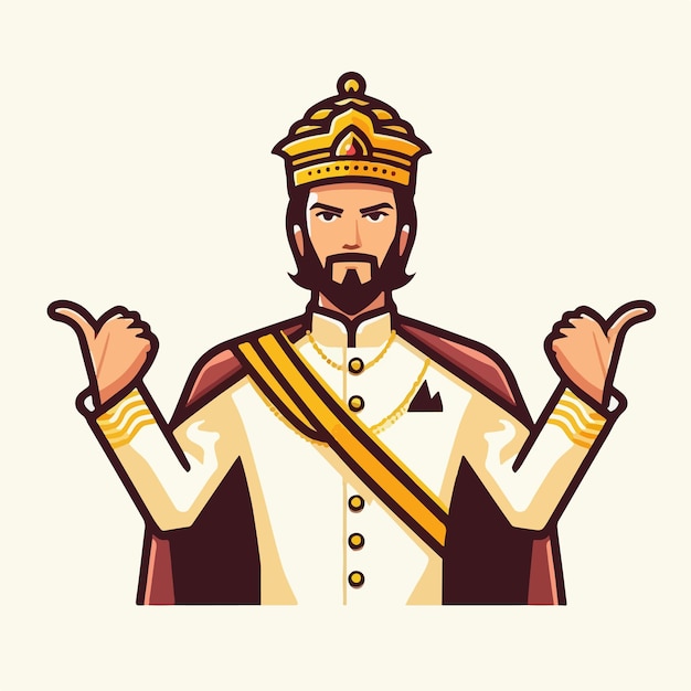 vector king with a simple flat design style and white background