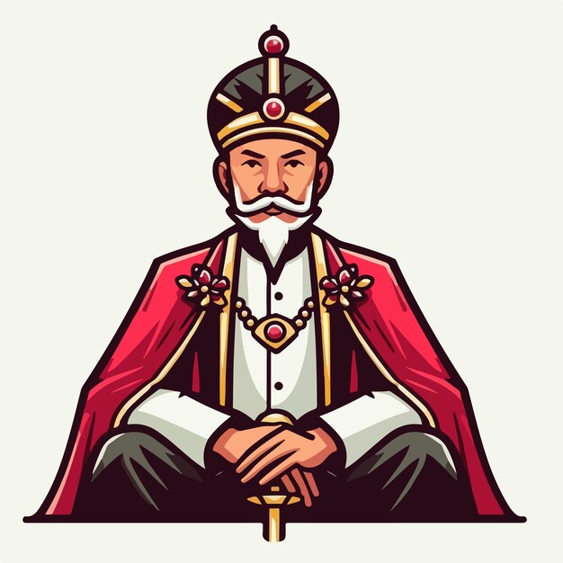 Vector vector king with a simple flat design style and white background