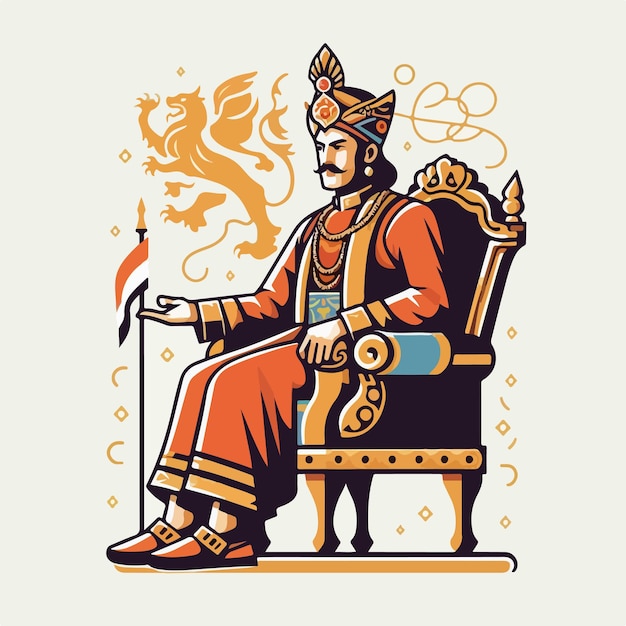 vector king with a simple flat design style and white background