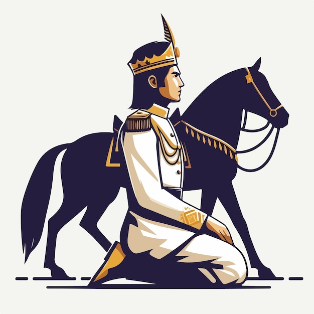 Vector vector king with a simple flat design style and white background