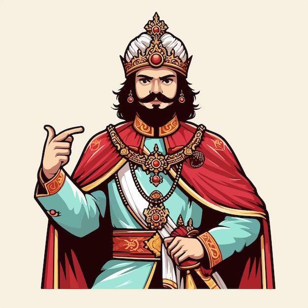 Vector vector king with a simple flat design style and white background