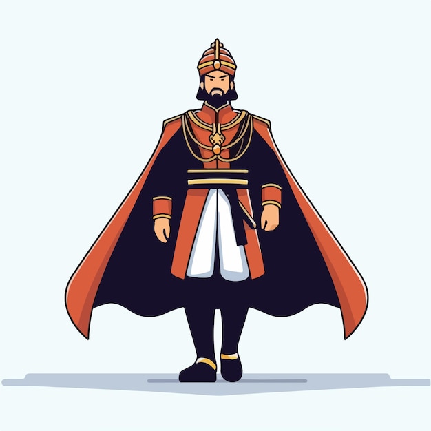 Vector vector king with a simple flat design style and white background