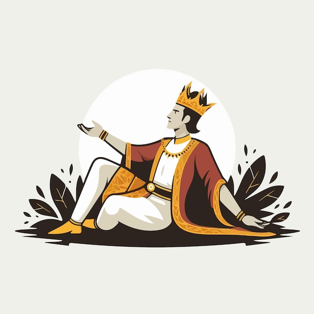 vector king with a simple flat design style and white background