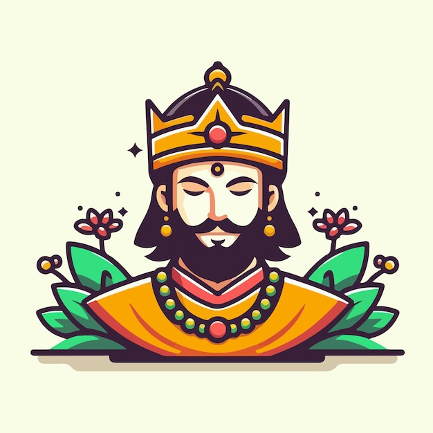 Vector vector king with a simple flat design style and white background