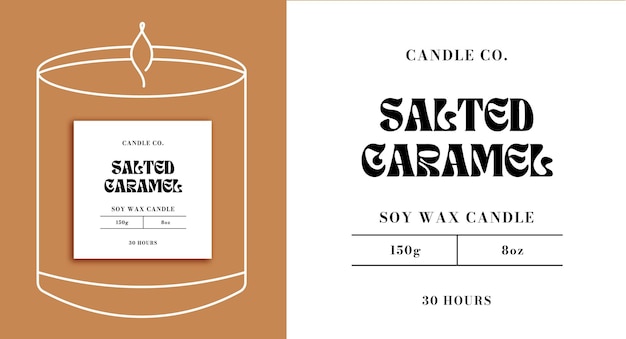 Vector label sticker template for soy wax candle packaging small business