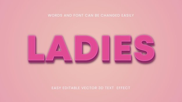 Vector ladies 3d text style design