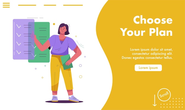 Vector landing page of choose plan concept