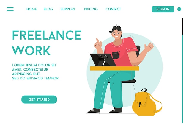 Vector landing page of Freelance Work concept