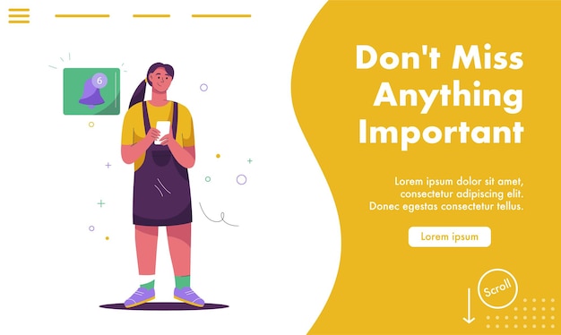 Vector landing page of notifications concept
