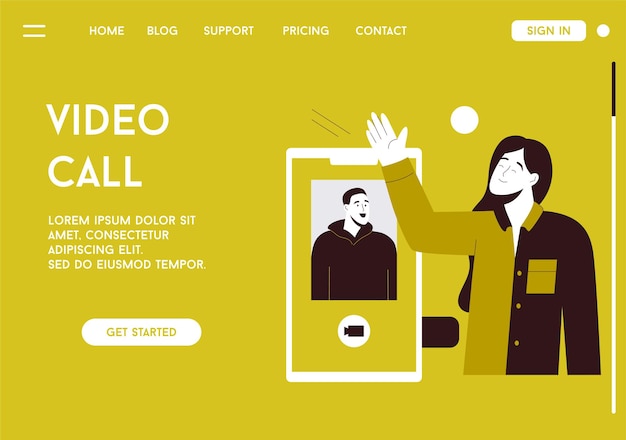 Vector landing page of video call concept