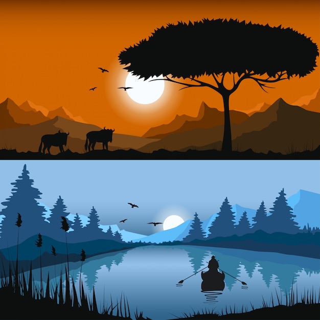 Vector landscapes illustration