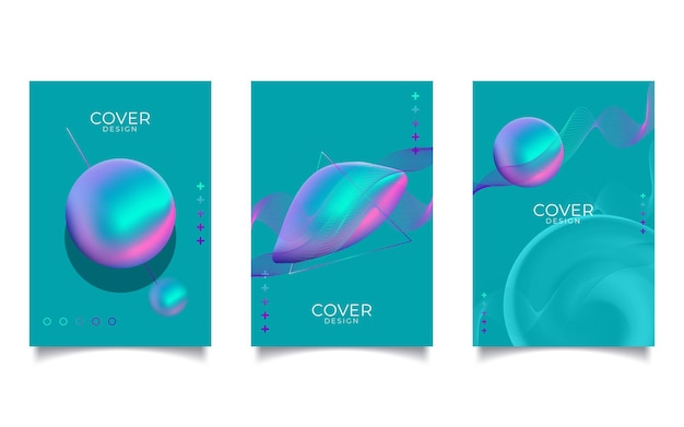 Vector layout of A4 cover mockups templates for brochure, flyer layout, booklet, cover design, book design, brochure cover. Realistic vector background with multicolored 3d spheres, bubbles, balls.